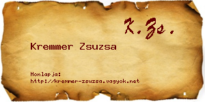 Kremmer Zsuzsa névjegykártya